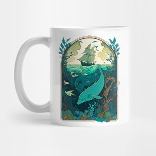 Art Nouveau Sea Fantasy Whale Of A Tale Mug